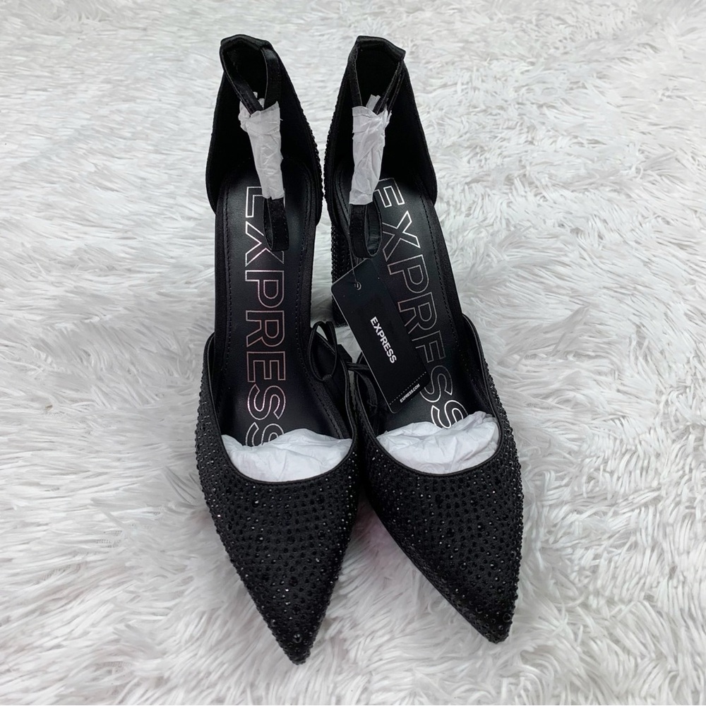 Express Rhinestone Closed Pointed Toe Platform Pumps - Picture 6 of 10